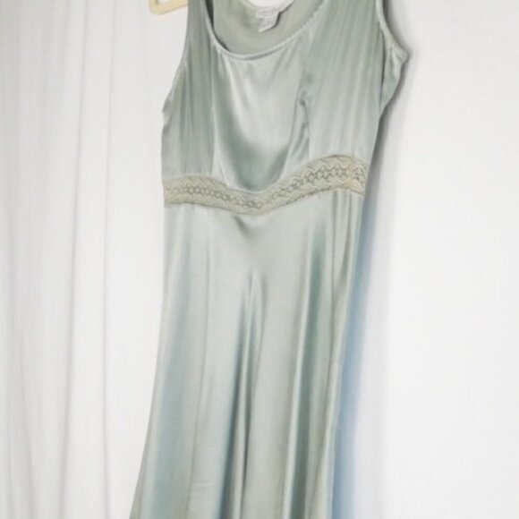 Susie Tompkins Vintage Gray Silk Sleeveless A Line Dress with Lace Accent, Size: - Picture 4 of 15